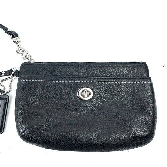 Coach Park Wristlet Black Leather Clutch Large Hangtag Wallet Night Out - Picture 3 of 9